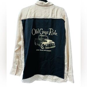 Tommy Bahama Linen Upcycled Old Guys Rule Classic Car Shirt Size Large Men's